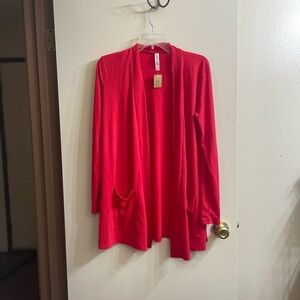 Zenana Premium Red Cardigan With Pockets Size Small NWT